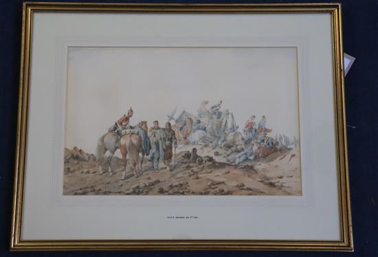 Orlando Norrie (1832-1901) The Field of Inkerman, November 5th 1854 and Carrying of Wounded to Balaclava 11.75 x 18in.